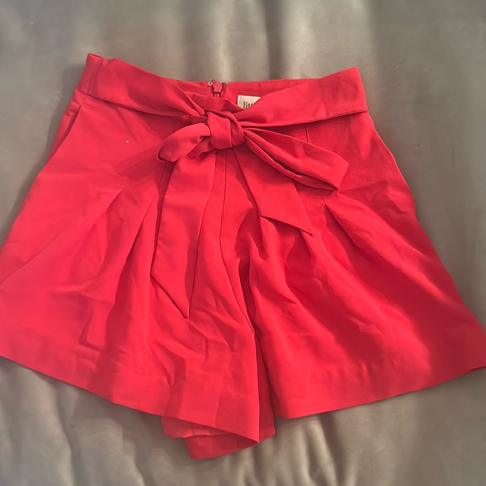 Coral/red high waist shirts with belt